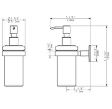 Teknisk ritning av en tvålpump med mått