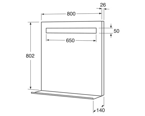 Teknisk ritning av ett köksstänkskydd med mått
