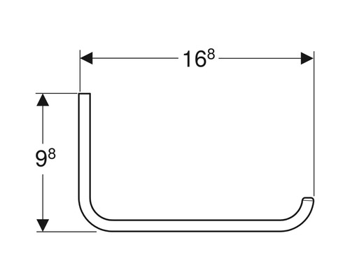 Teknisk ritning av ett U-format objekt med mått