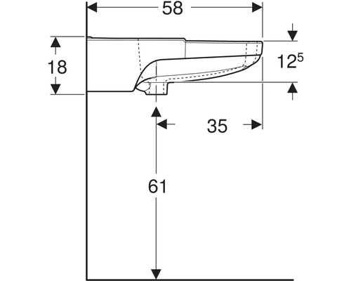 Teknisk ritning av en toalett med mått.