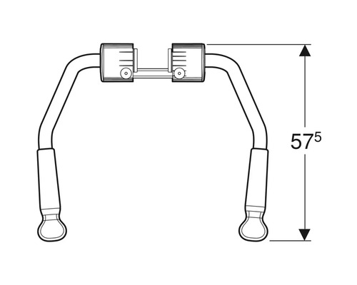 Skiss av en Geberit Duofix väggfäste med måttet 575