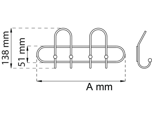 Teknisk ritning av en vägghängare med mått