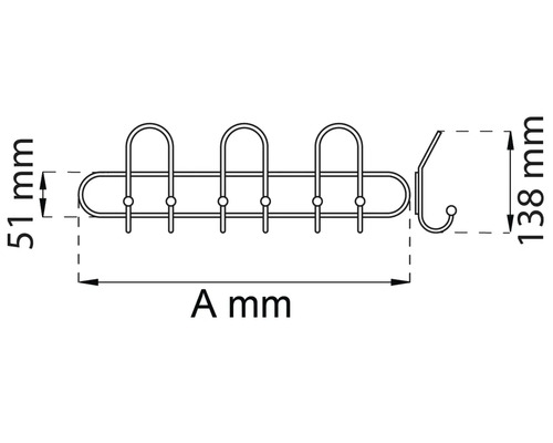 Teknisk ritning av en klädhängare med mått