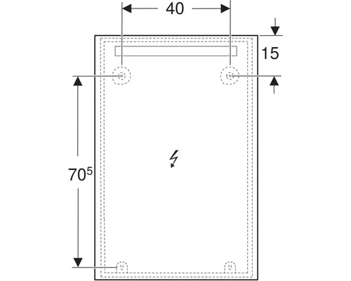 Teknisk ritning av en eldistribution med mått