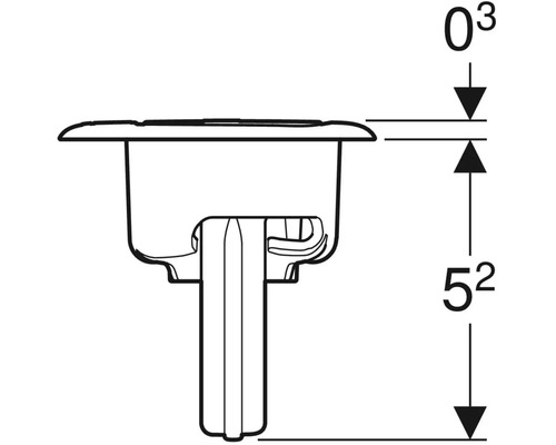 Teknisk ritning av en vattenlås med dimensioner