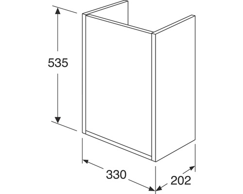 Teknisk ritning av ett väggskåp med mått