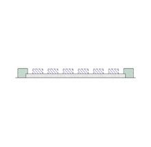 Schematisk ritning av en golvstruktur med håligheter och sidobegränsningar.