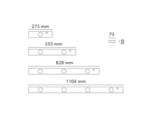 Schematisk representation av lampor av olika längder