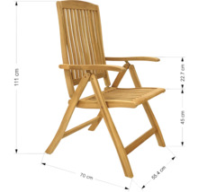 Trädgårdsstol i teak med armstöd och mått