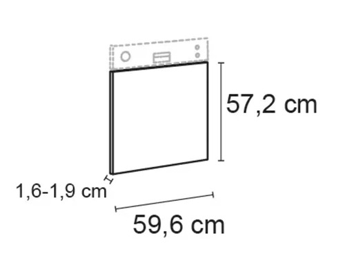 Teknisk ritning av en köksfront med dimensioner