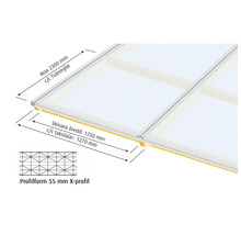 Diagram över en takplåtsprofil med breddmått