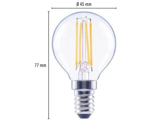 E14 LED-lampa, 45 mm diameter och 77 mm längd