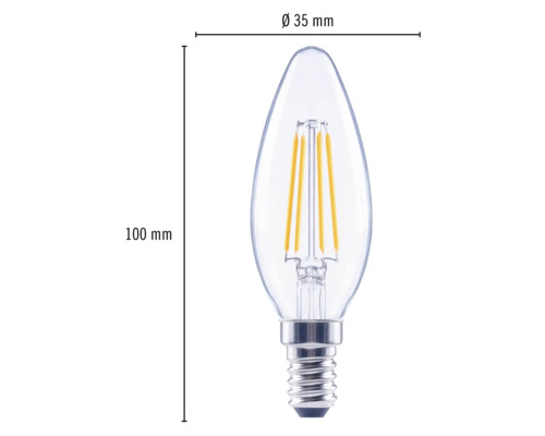 LED-lampa i droppform med E14-sockel, mått 100 mm x 35 mm
