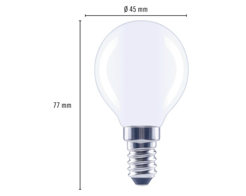 Klotlampa med E14-sockel, diameter 45 millimeter, höjd 77 millimeter
