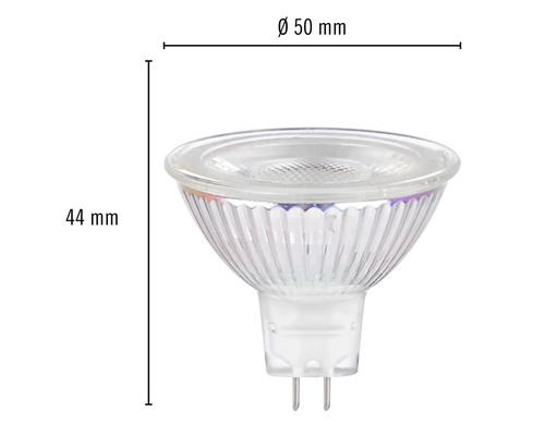 MR16-lampa med en storlek på 44 gånger 50 millimeter