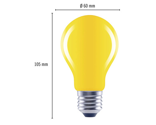Glödlampa med måtten 60 mm diameter och 105 mm höjd