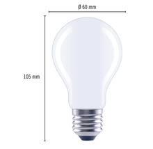 Glödlampa med måtten 60 mm i diameter och 105 mm i höjd
