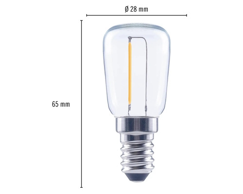 E14 LED-lampa, 28 mm diameter, 65 mm längd