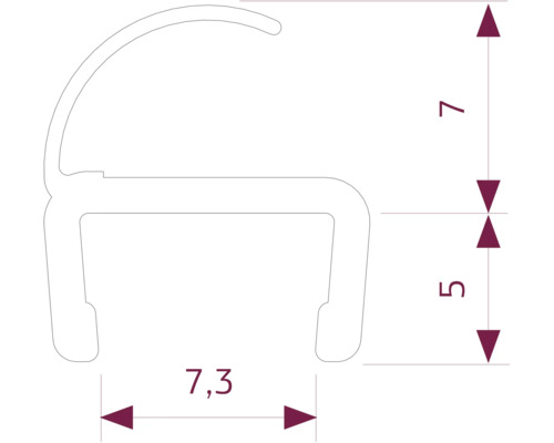 Teknisk ritning av en profil med måttangivelser
