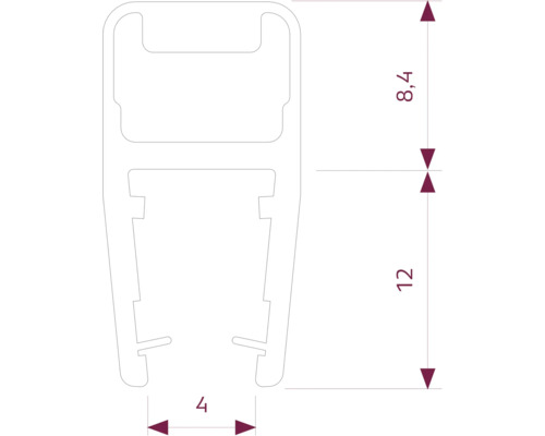 Teknisk ritning av en profil med måttangivelser