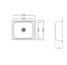 Teknisk ritning av en diskho med mått