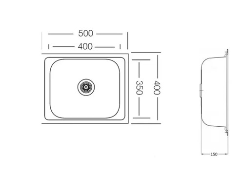 Teknisk ritning av en diskho med mått