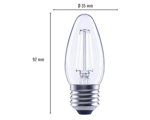 LED-lampa i ljusdesign, mått 92 gånger 35 millimeter
