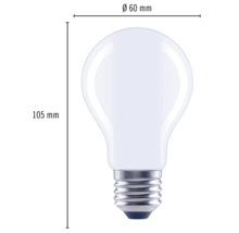 Bild på en glödlampa med måtten 60 mm i diameter och 105 mm i längd.