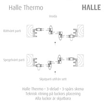 Skjutdörrsparti HALLE Thermo vit rättvänd 3st 3600x2100mm