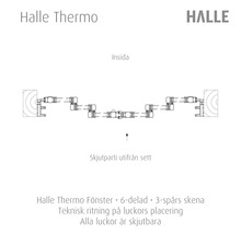 Halle Thermo fönster teknisk ritning med sex dörrar och tre spår