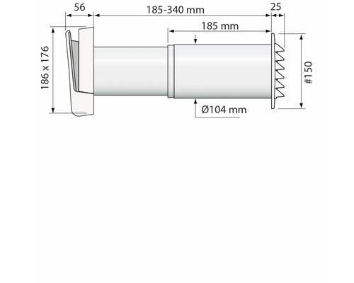 Teknisk ritning av en vägglåda med dimensioner