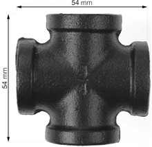 Svart korskoppling av gjutjärn med en storlek på 54 mm