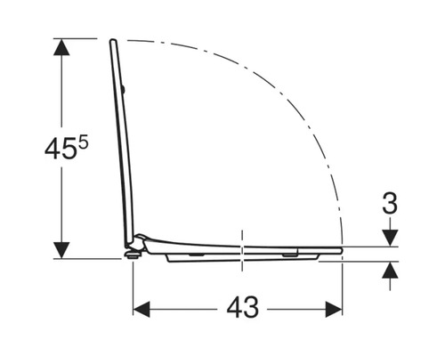Teknisk ritning av en toalettstol med mått