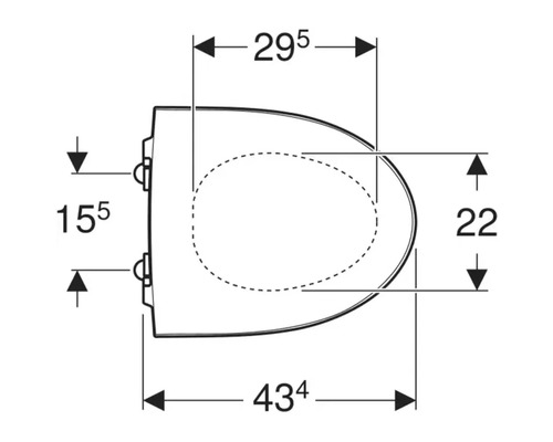 Teknisk ritning av en toalettsits med mått