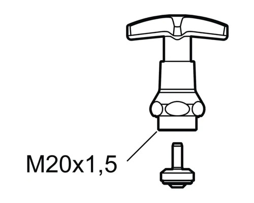 Teknisk ritning av en maskindetalj med beteckningen M20x1,5