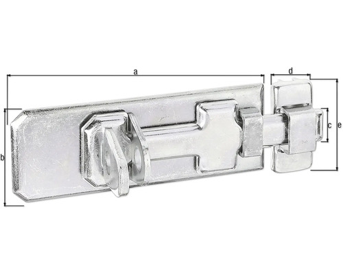 Metallhasp med måttangivelser