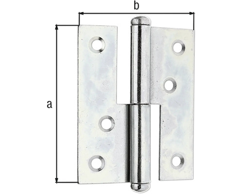 Dörrgångjärn med breddangivelser a och b