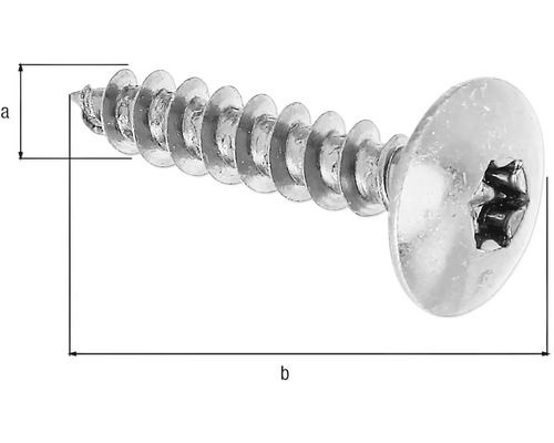 Metallskruv med försänkt huvud och Torx-drift med måttuppgifter