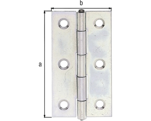 Gångjärn av metall med storleksangivelser a och b