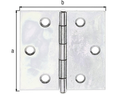 Dörrgångjärn med storleksangivelser a och b