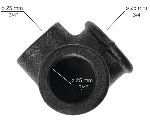 Gjutjärnsfittingsvinkel med en diameter på 25 mm