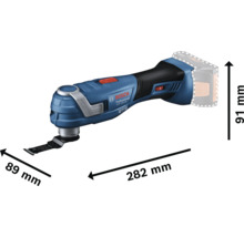 Bosch multifunktionsverktyg med måtten 89 mm, 91 mm och 282 mm