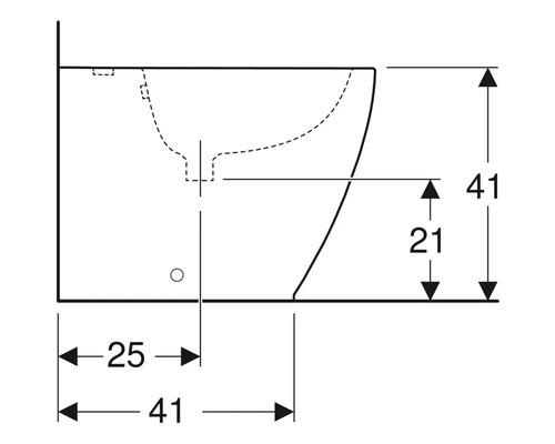 Teknisk ritning av ett tvättställ med mått