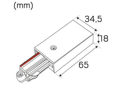 Illustration av en strömskenekoppling med måttangivelser