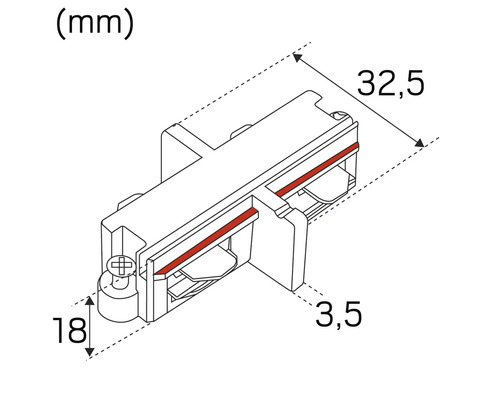 Teknisk ritning av en kontakt med mått i millimeter