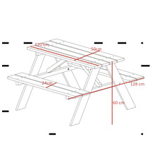 Dimensioner på en picknickbord i trä