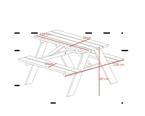 Dimensioner på en picknickbord i trä
