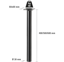 Bordsben TARROX runt 600x Ø30mm svart