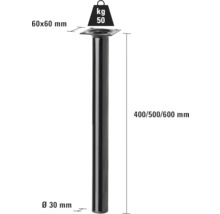 Bordsben av metall med en lastkapacitet på 50 kilogram och måtten 400, 500 eller 600 millimeter.