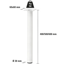 Bordsben med en lastkapacitet på 50 kg och en höjd på 400, 500 eller 600 millimeter.